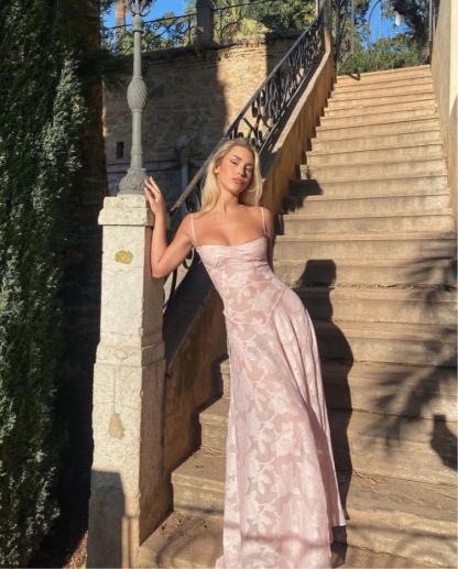 Pink Patterned Floral Sleeveless Summer Maxi Dress