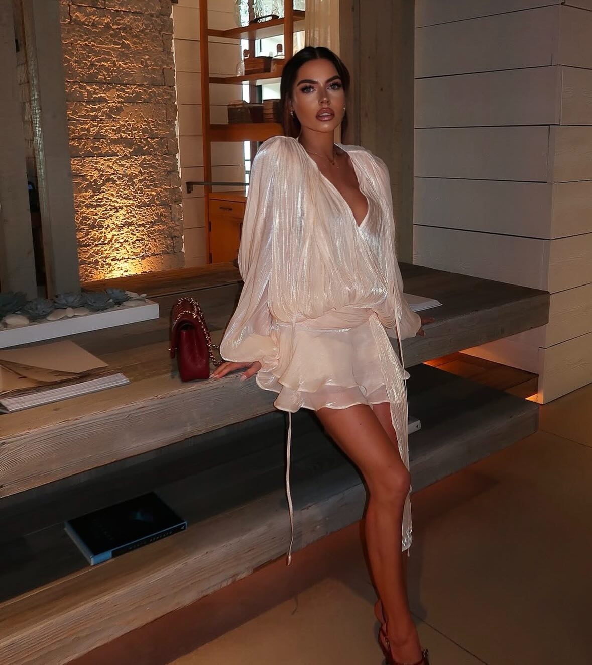 Long Sleeve Lace Tie Up Satin Silk Elegant Mini Dress