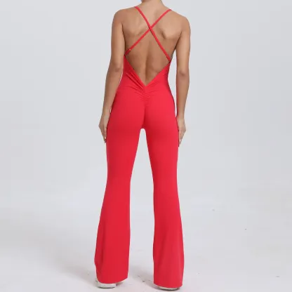 Backless Jumpsuit Gym Set Yoga
