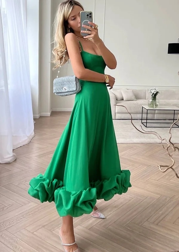 Ruffle Hem Elegant Maxi Dress