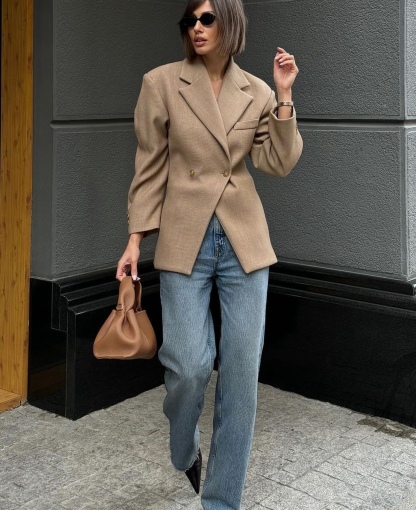 Elegant Double Breasted Button Long Sleeve Blazer