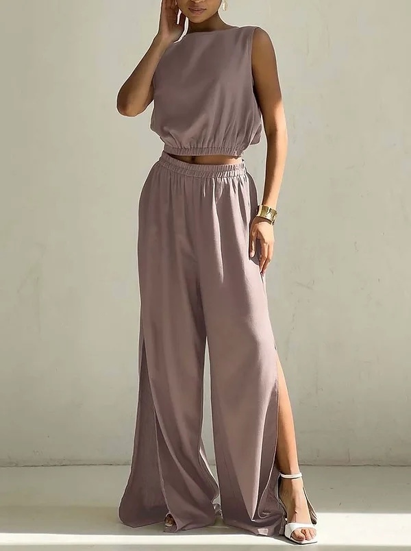 Casual Trousers Slit 2 Piece Co-ord Set