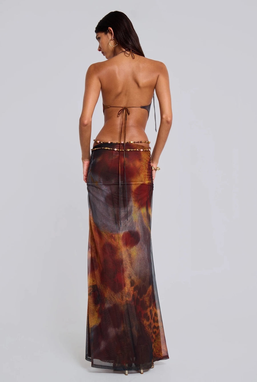 Low V Neck Cut Out Holiday Maxi Dress