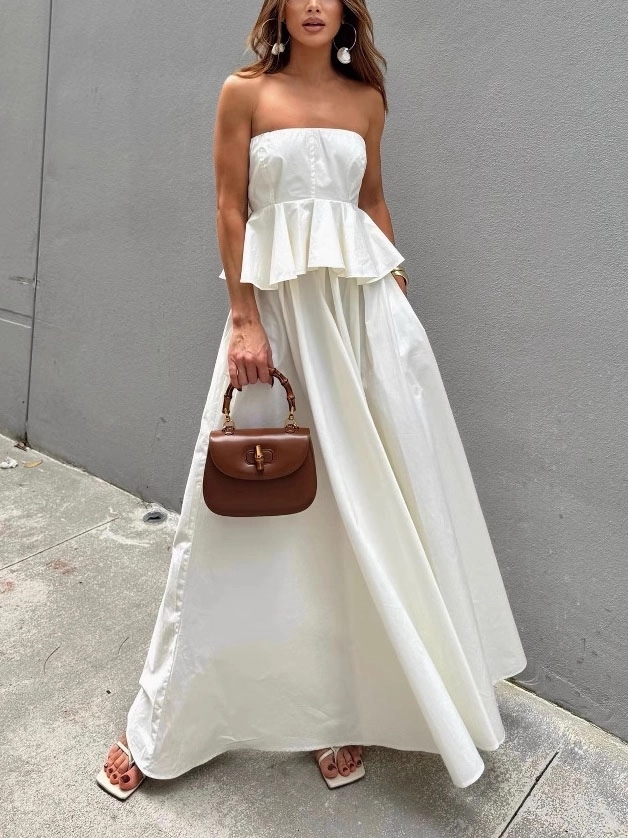 Strapless Two Piece Top & Maxi Skirt Set