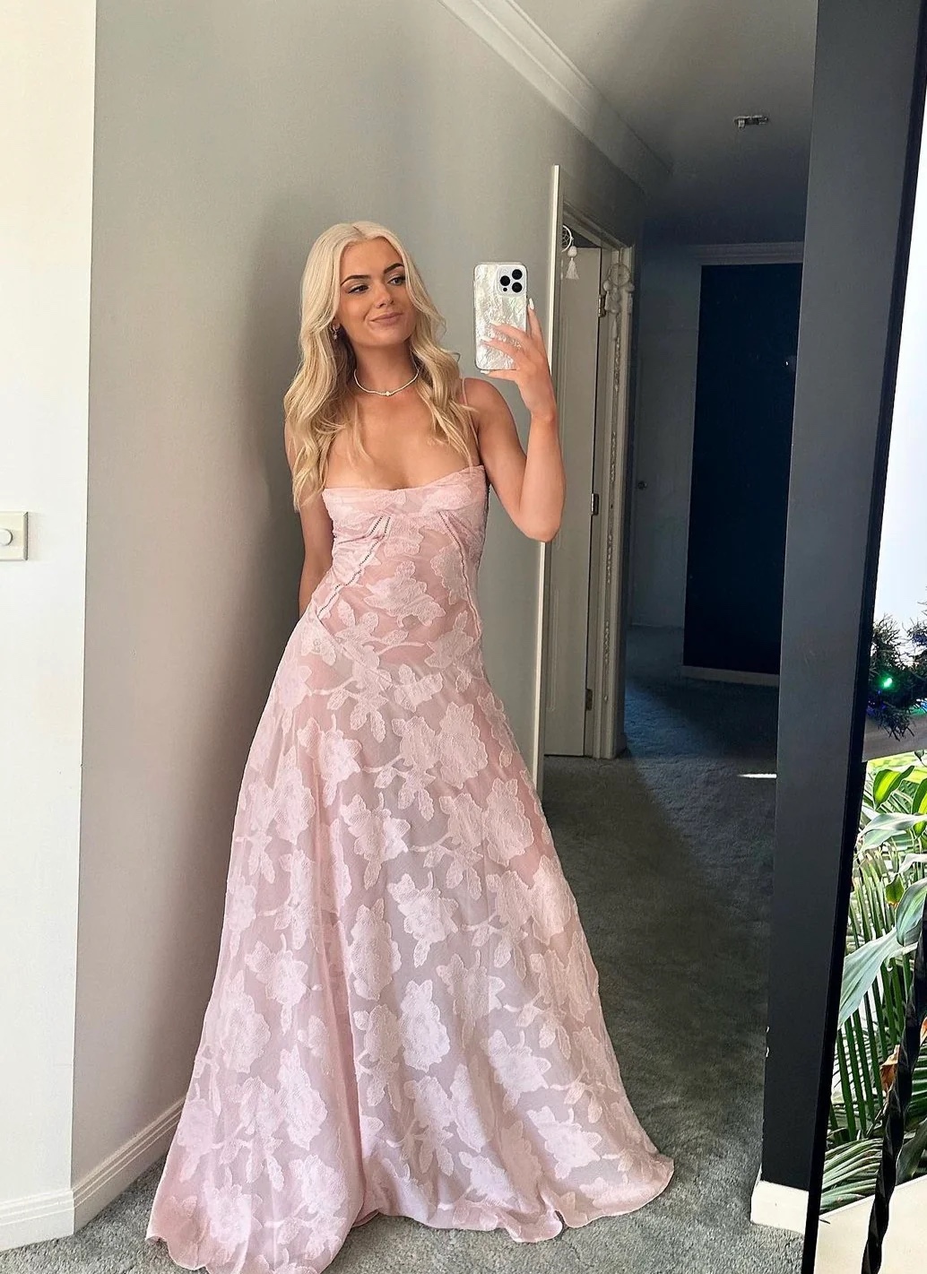 Pink Patterned Floral Sleeveless Summer Maxi Dress
