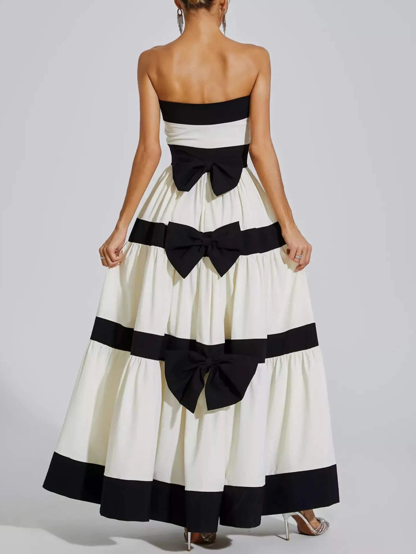 Striped Contrast Color Holiday Maxi Dress