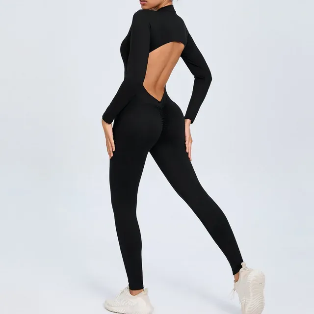 Long Sleeved Backless Bodycon Gym Outfit