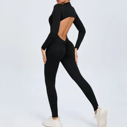 Long Sleeved Backless Bodycon Gym Outfit