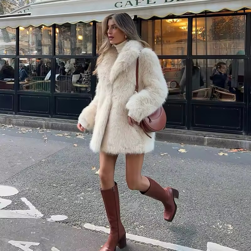 Teddy Long Sleeve Faux Fur Coat