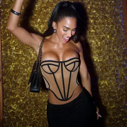 Corset Style Contrast Color Crop Top