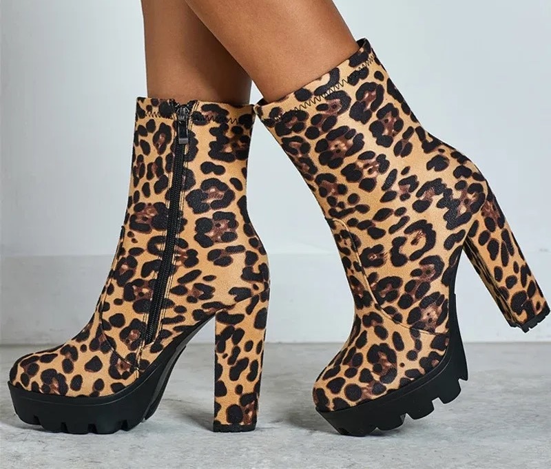 High Heel Ankle Platform Boots
