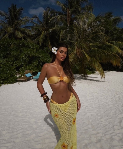 Yellow Halter 3 Bikini Floral Bikini Set