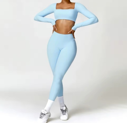 Long Sleeve Crop Top & Leggings Gym Set