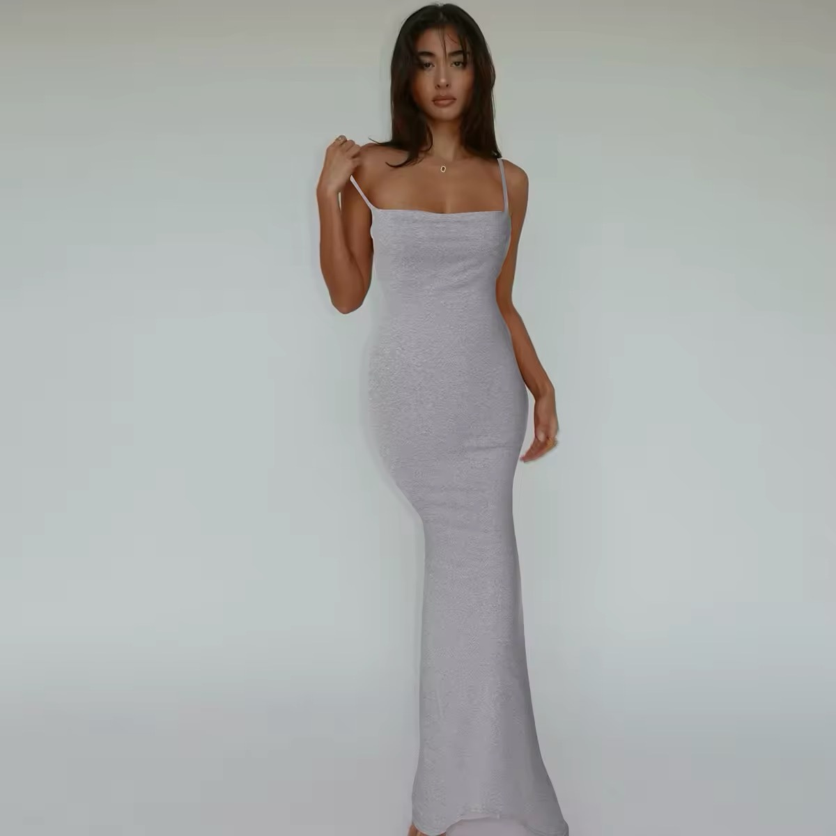 Sleeveless Spaghetti Strap Bodycon Maxi Dress