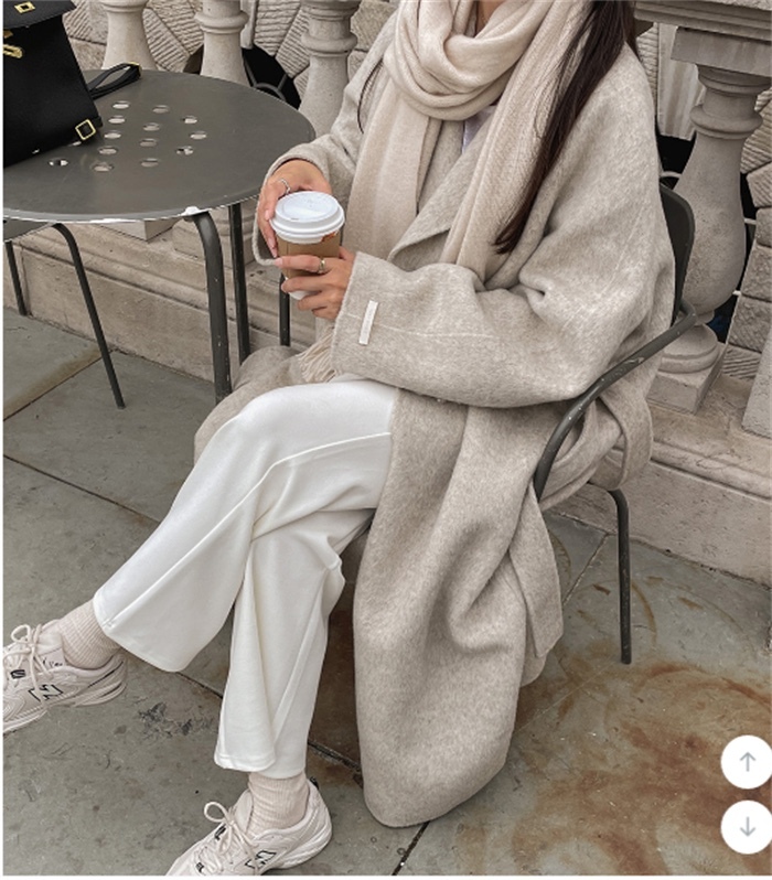 Long Sleeve Turn Collar Ankle Length Coat