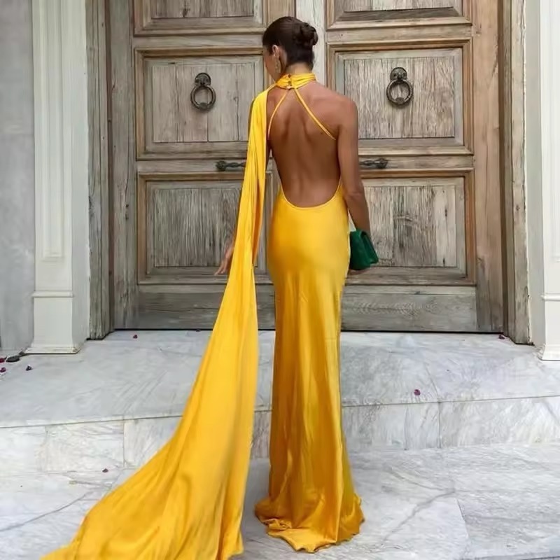 Halter Backless Sleeveless Occasion Formal Maxi Dress