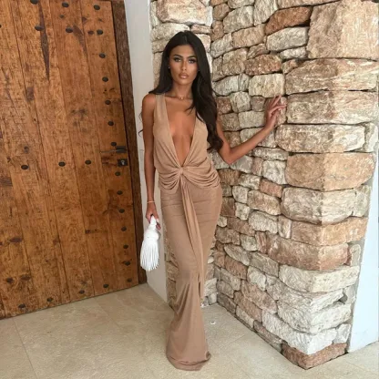  V-Neck Beach Vacation Top & Skirt Set