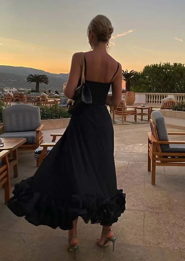 Ruffle Hem Elegant Maxi Dress