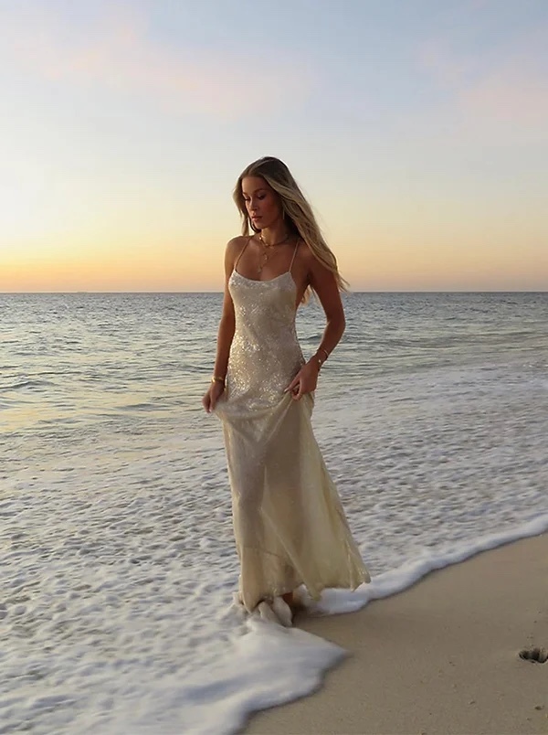 Silver Sequin Glitter Bodycon Maxi Dress