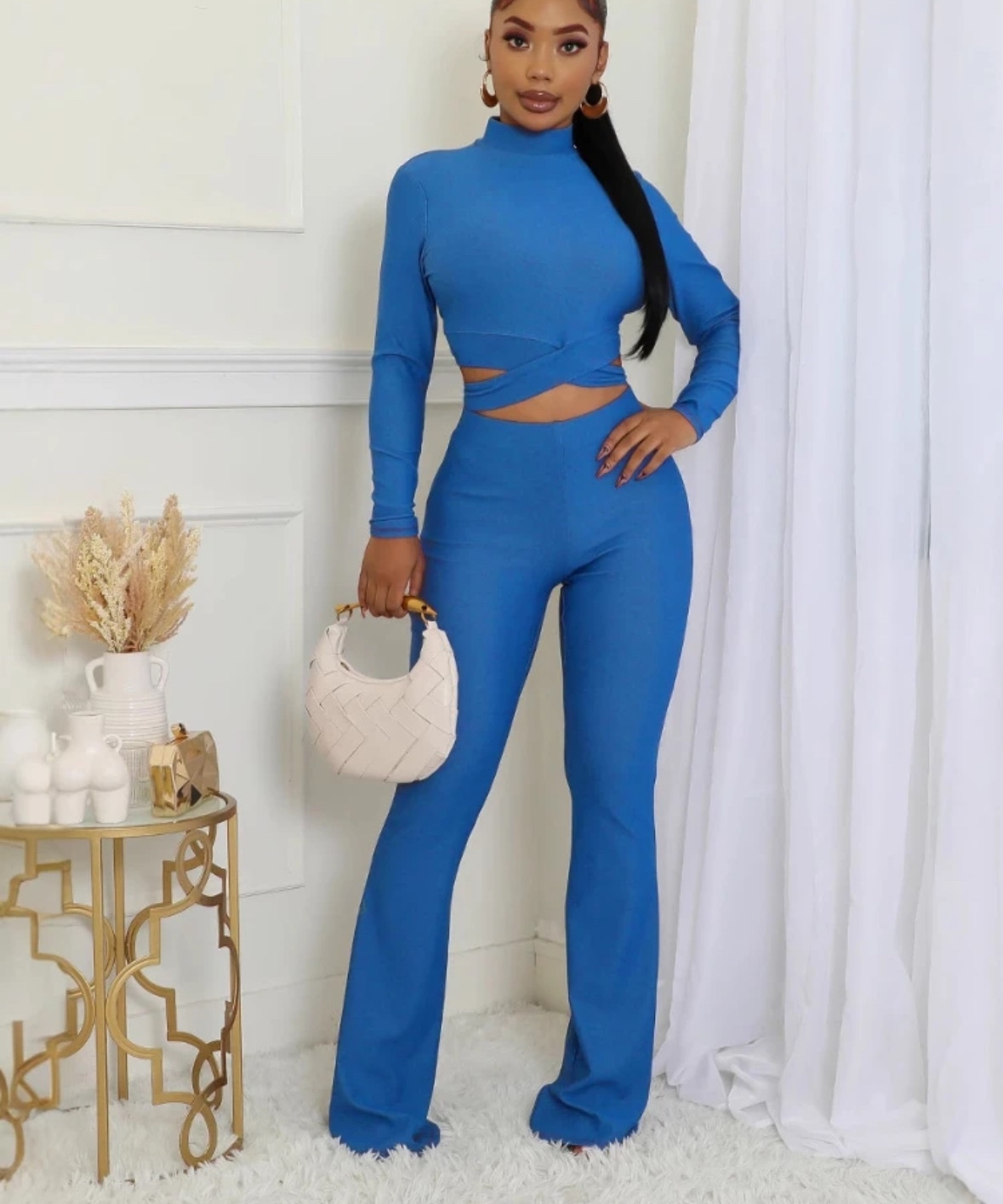 Crop Top & Flare Bottoms Bodycon Set