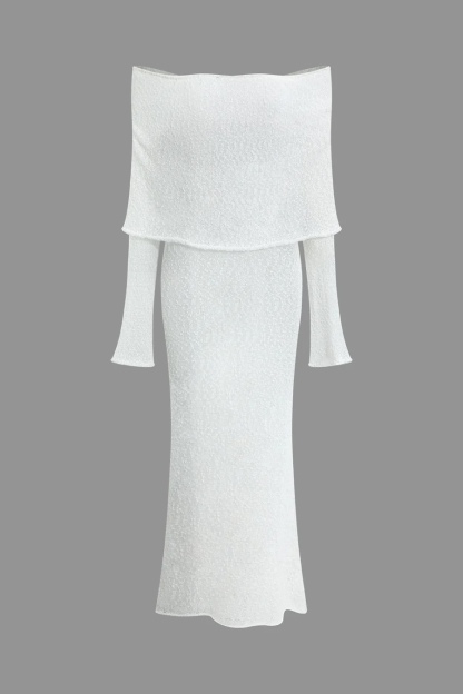 Off Shoulder Knit Summer Vacation Maxi Bodycon Dress