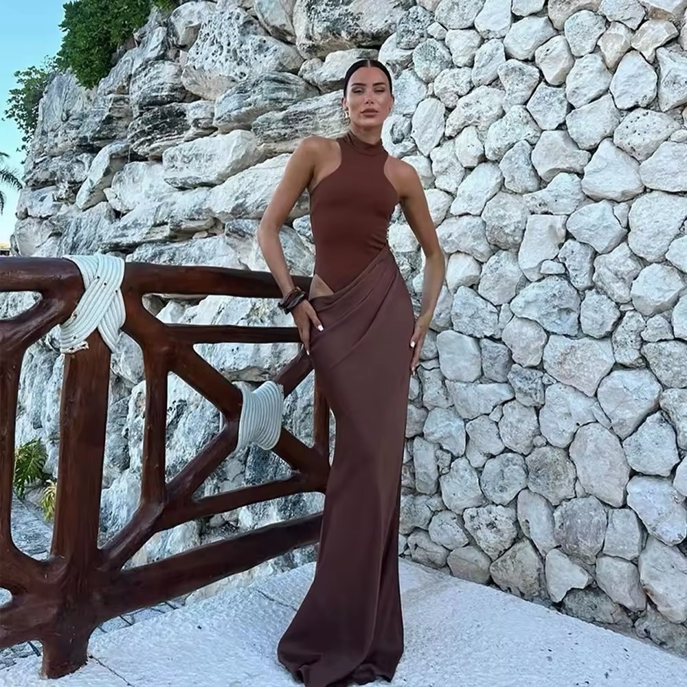 Halter Two Piece Summer Set Bodycon Maxi Skirt
