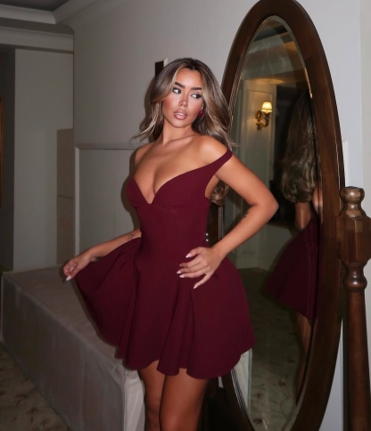 Off Shoulder A Line Elegant Mini Dresss
