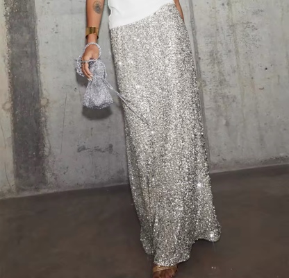 Sequin Glitter Party Maxi Skirt
