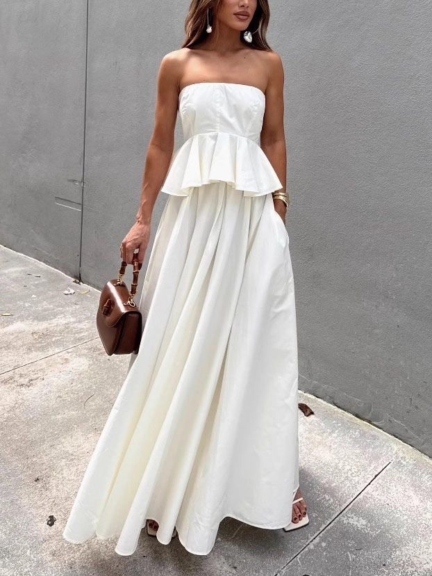 Strapless Two Piece Top & Maxi Skirt Set