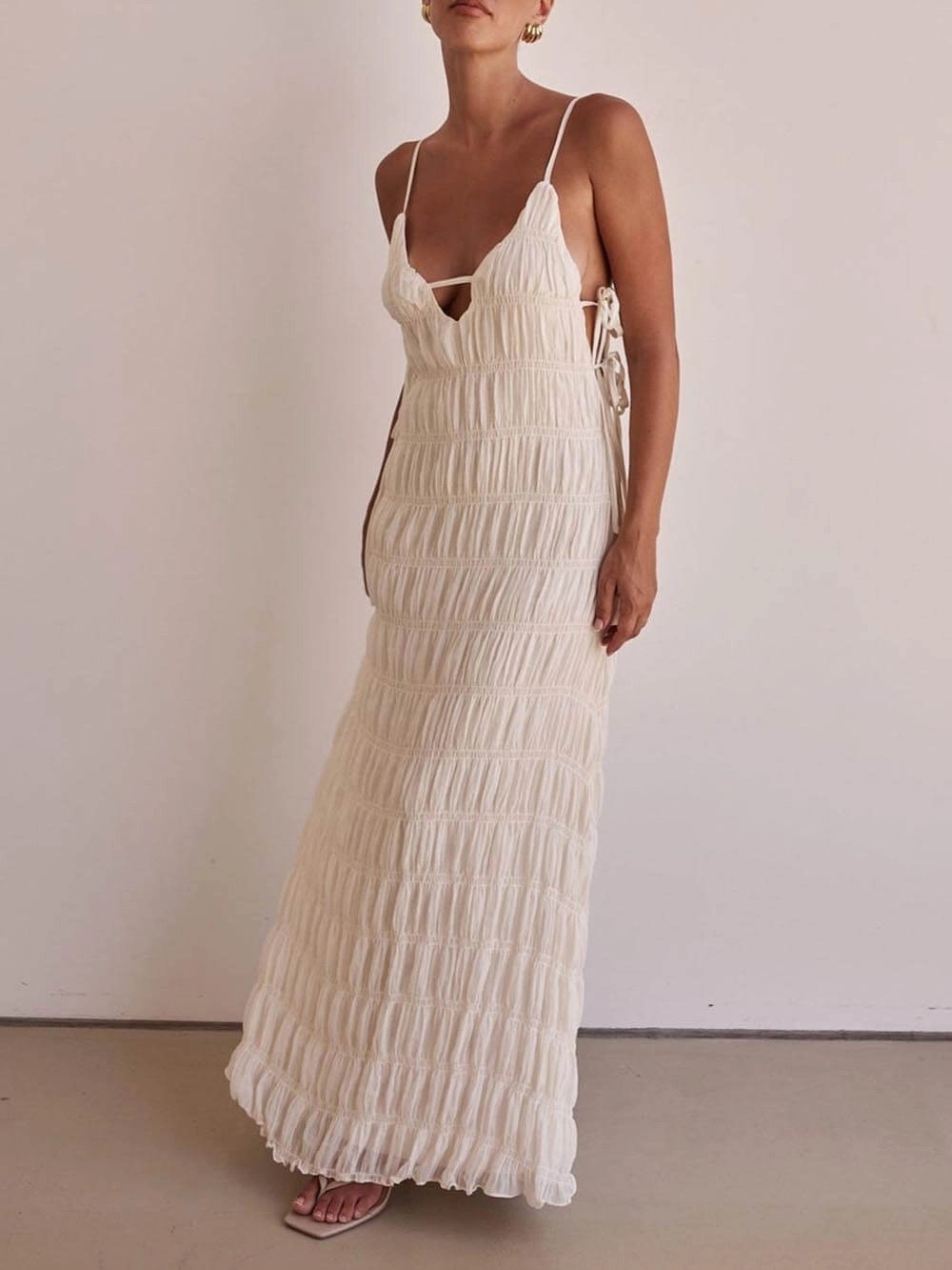 Sleeveless V Neck A Line Maxi Dress