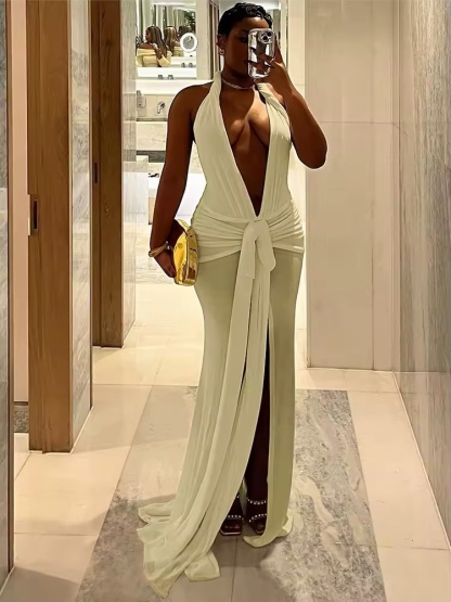 Deep V Neck Holiday Summer Maxi Dress