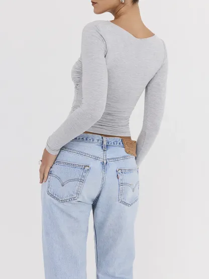 Long Sleeve Cut Out Basic Top