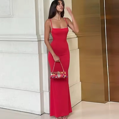 Sleeveless Spaghetti Strap Bodycon Maxi Dress