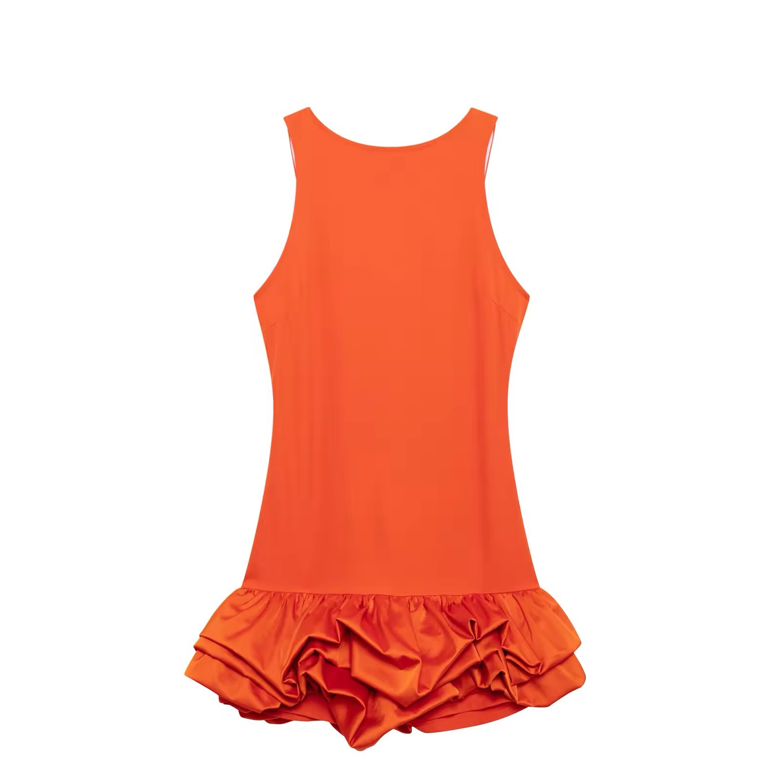 Bubble Hem Ruffle Sleeveless Mini Dress With Built in Shorts