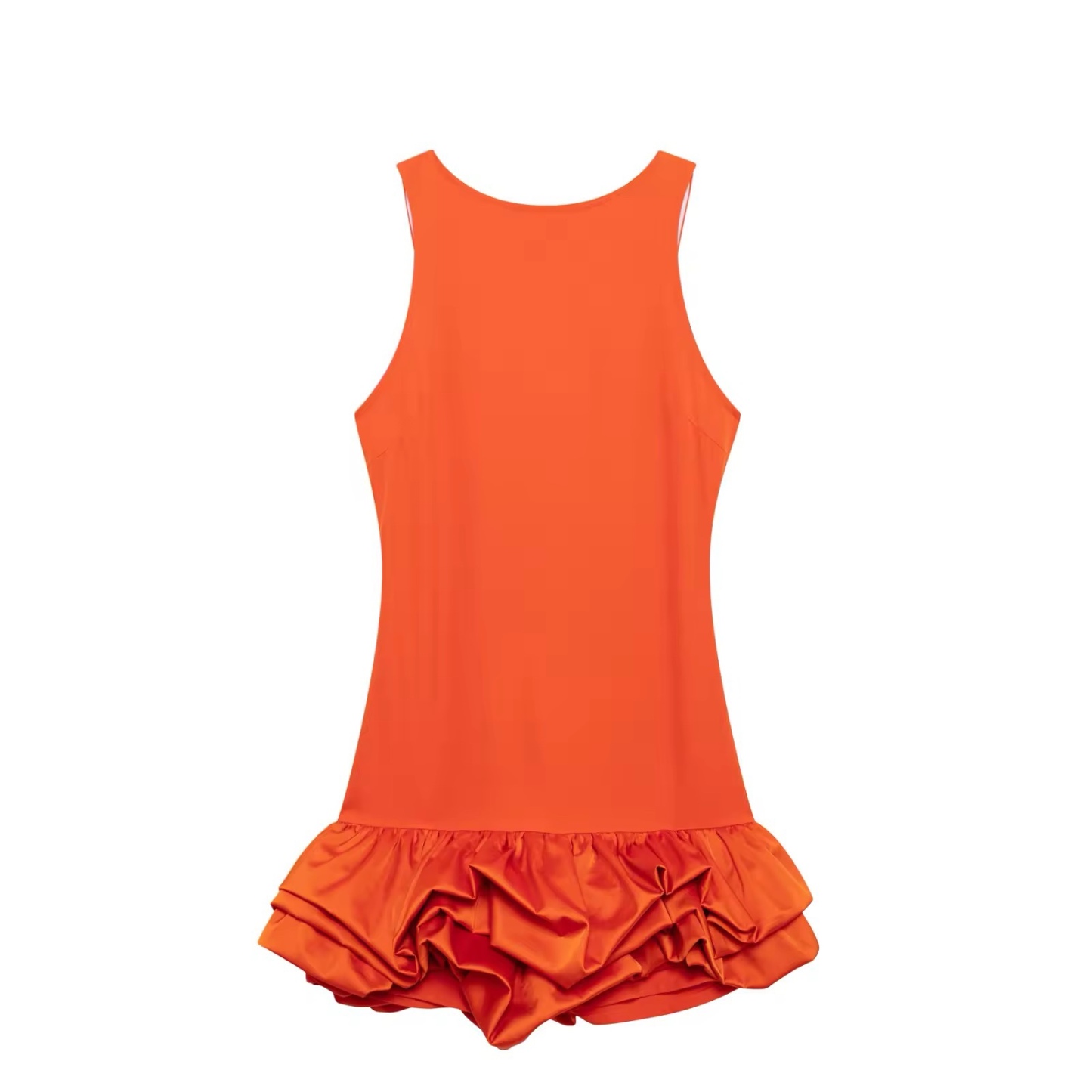 Bubble Hem Ruffle Sleeveless Mini Dress With Built in Shorts