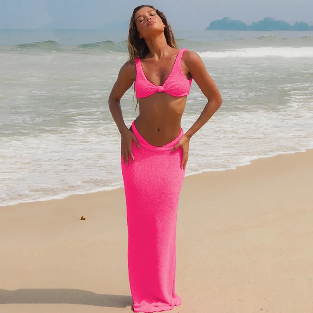 Bikini Set With Beach Skirt Cover-up