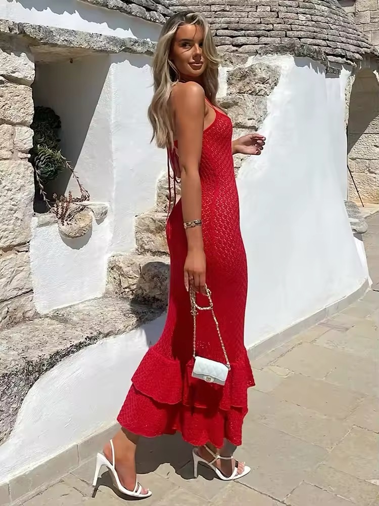 Red Spaghetti Strap Summer Holiday Bodycon Dress