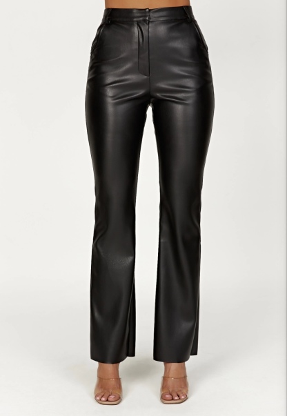 PU leather Straight Leg Bottoms