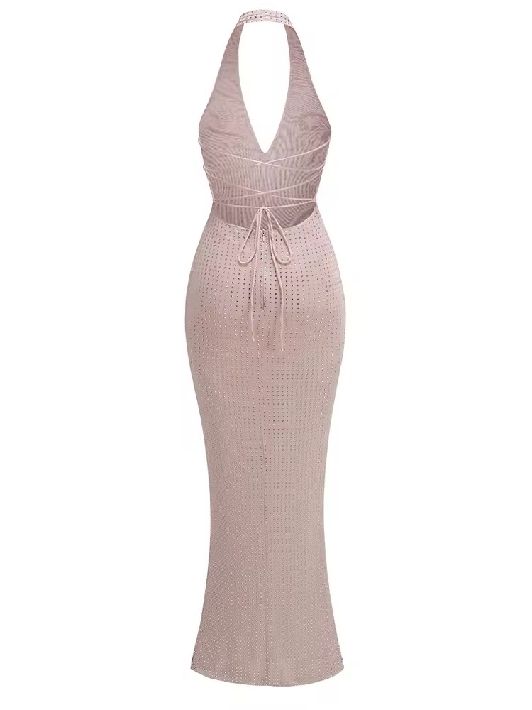Halter Scoop V Neck Sequin Party Maxi Dress