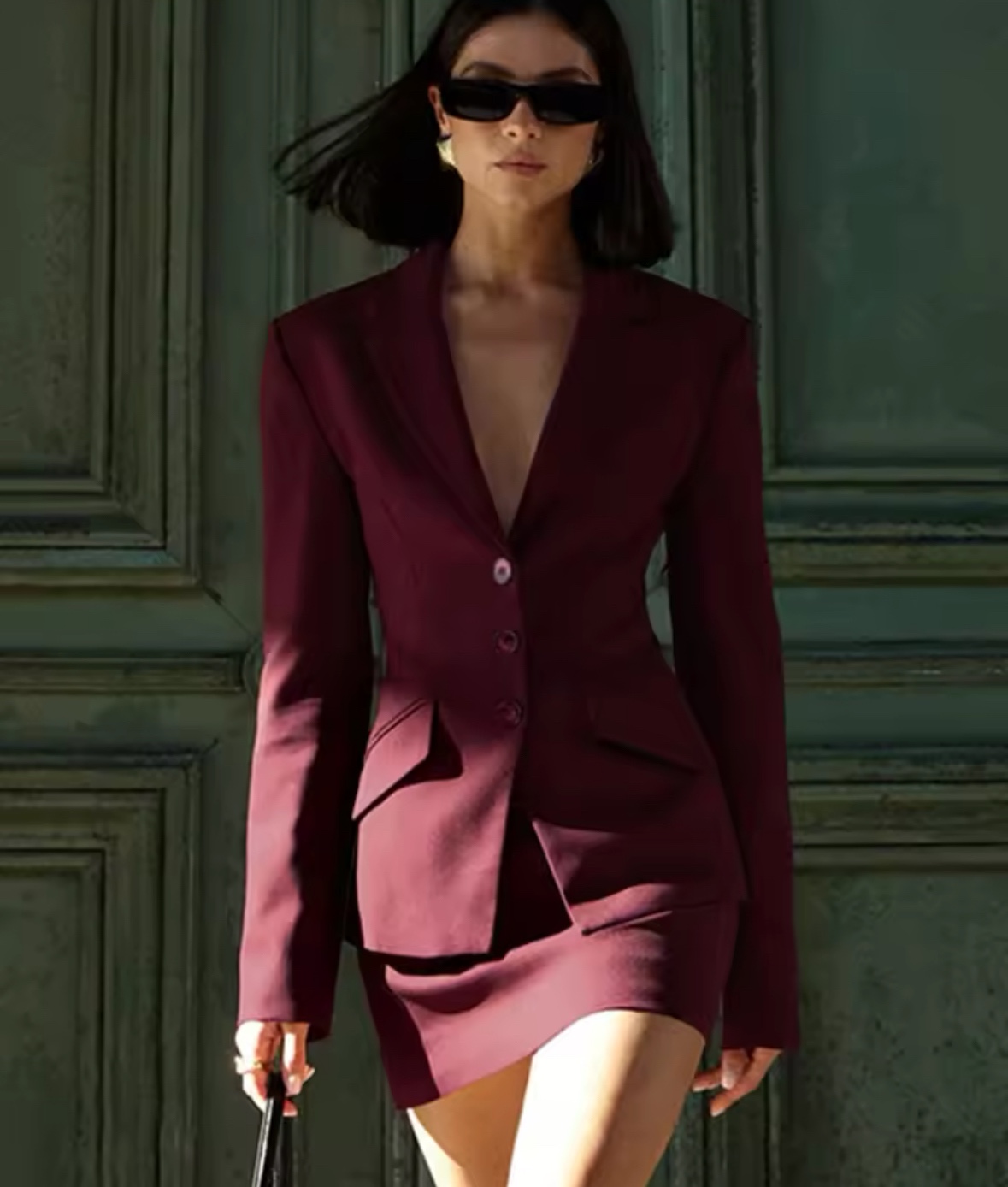 Elegant Blazer Long Sleeve & Mini Skirt Set