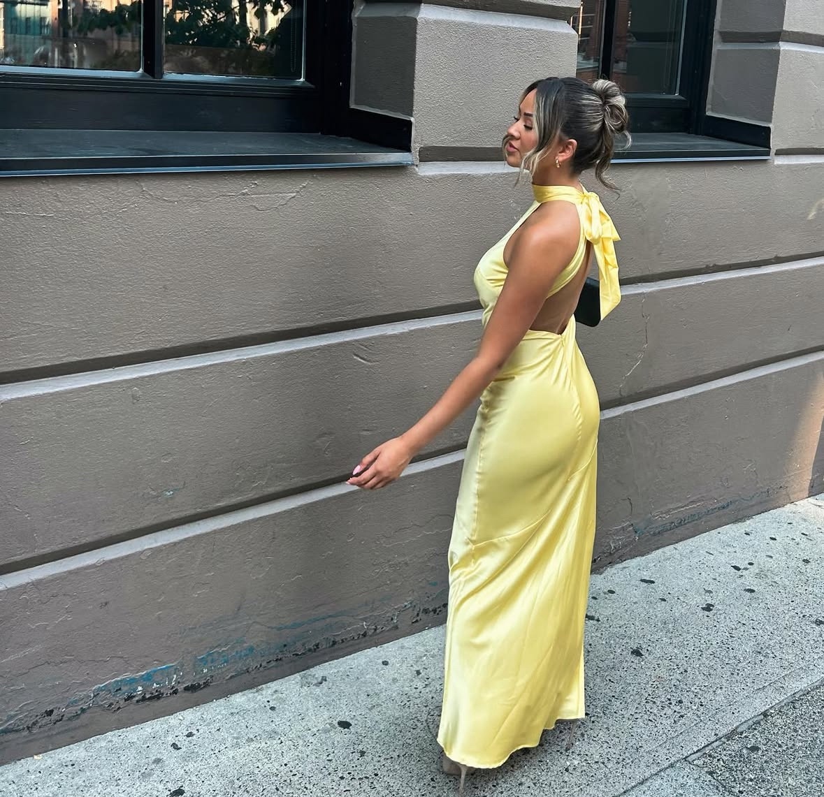 Yellow Sleeveless Long Occasions Backless Maxi Dress