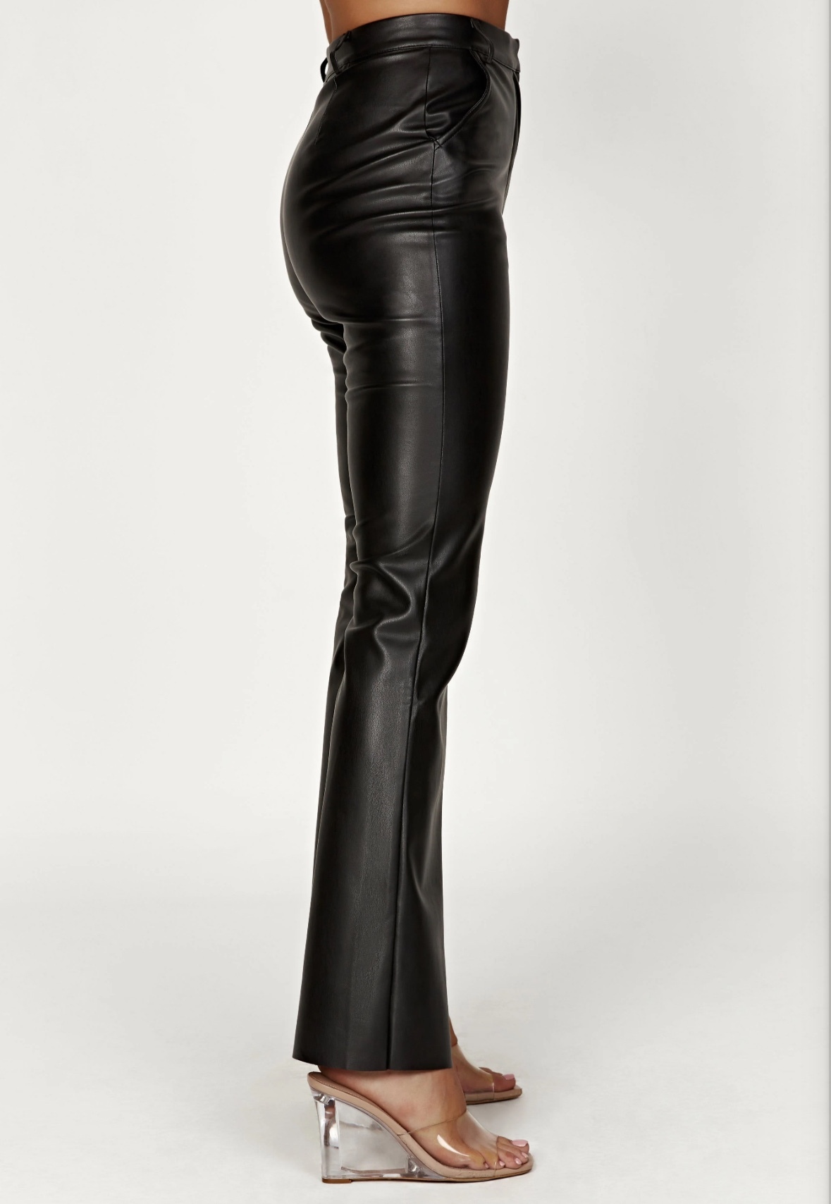 PU leather Straight Leg Bottoms