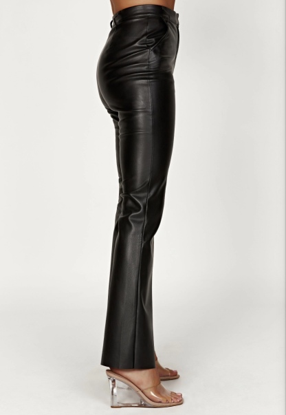 PU leather Straight Leg Bottoms