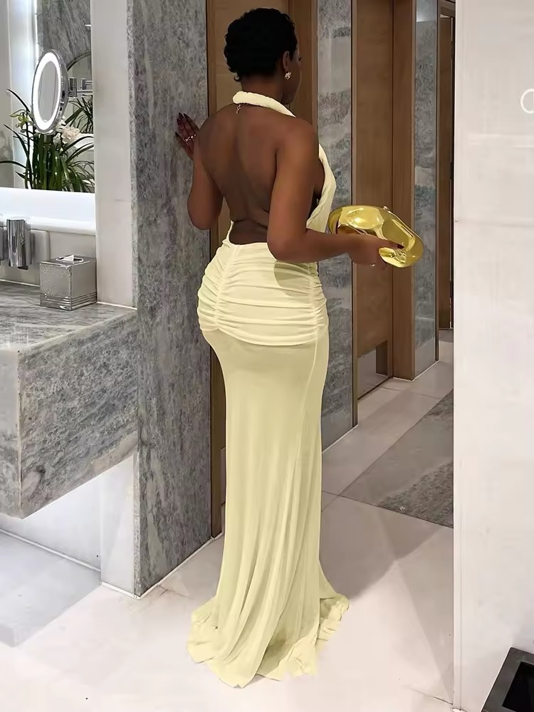 Deep V Neck Holiday Summer Maxi Dress