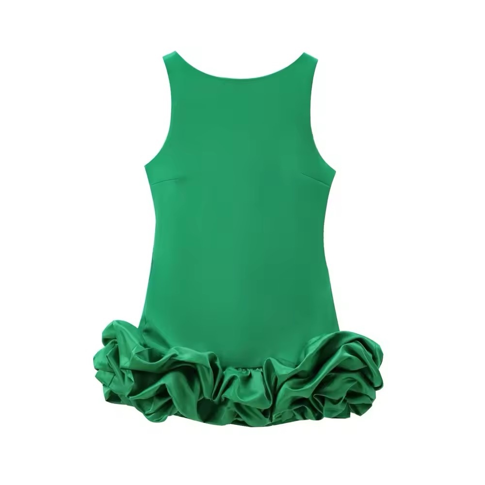 Bubble Hem Ruffle Sleeveless Mini Dress With Built in Shorts