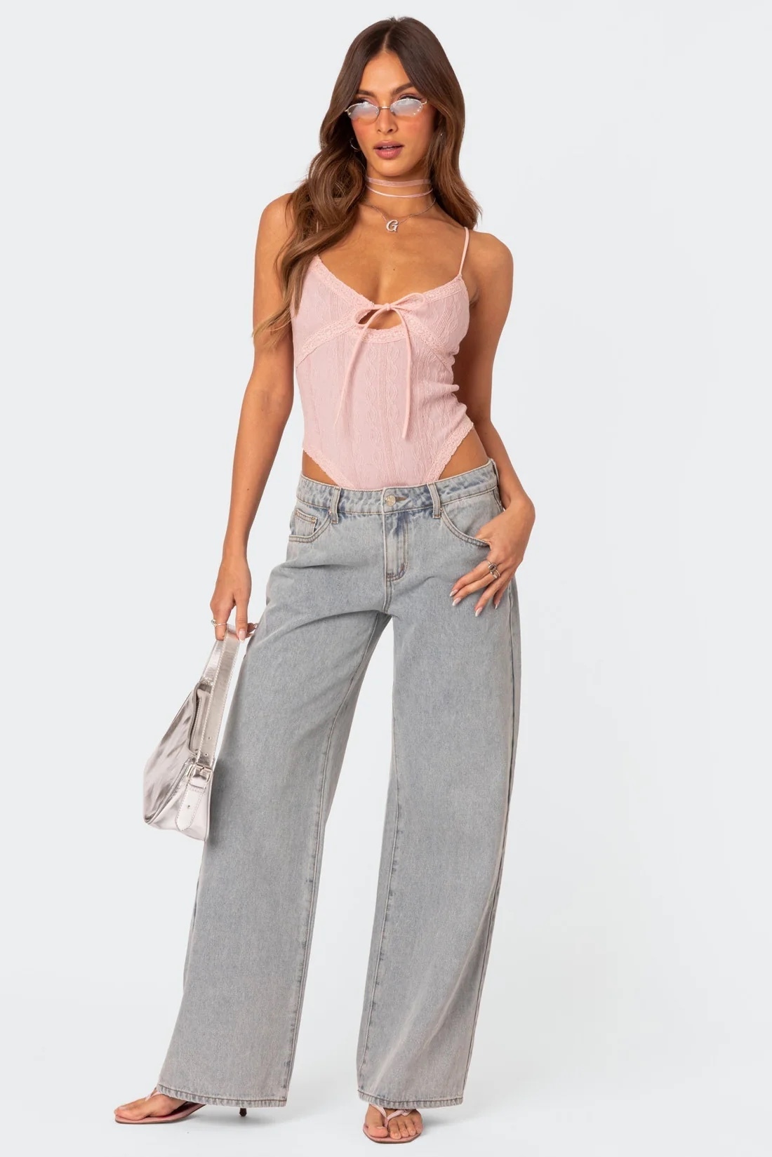 Pink Bow Pocket Straight Leg Boyfriend Jeans