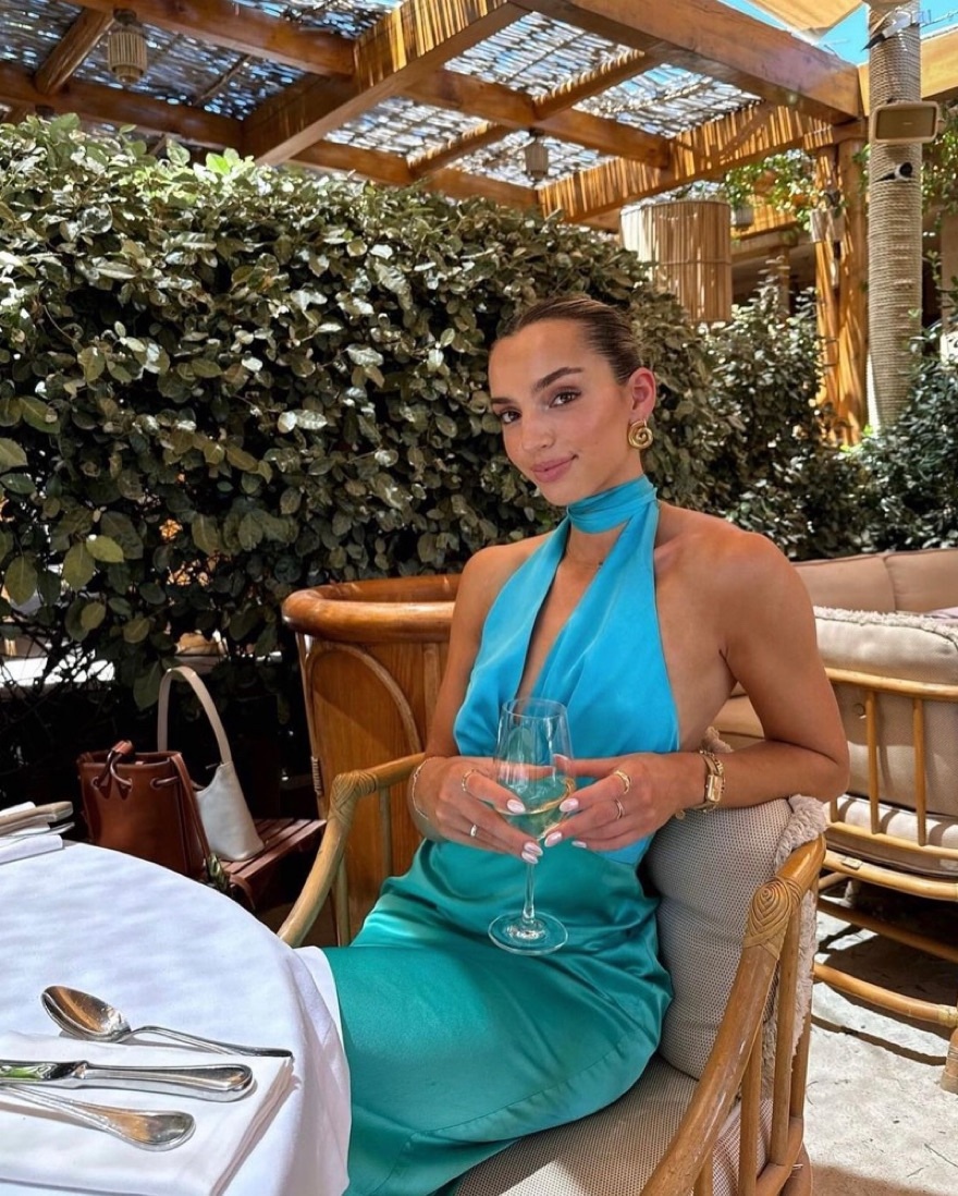 Blue Green Backless Sleeveless Summer Halter Maxi Dress