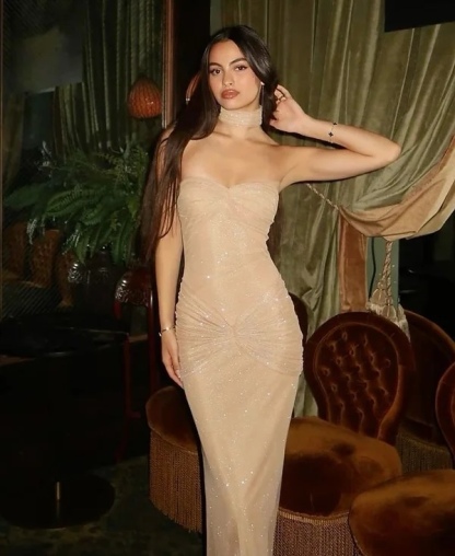 Strapless Sequins Maxi Elegant Party Club Wrap Ruched Backless Dress