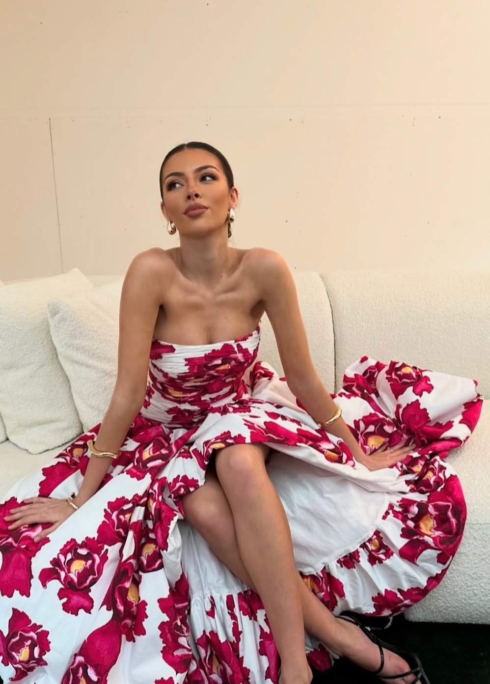 Strapless Printed Pattern Occasion Gown Maxi Dress