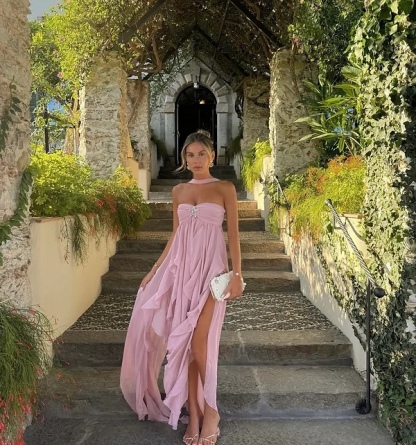 Elegant Ruffle Layered Strapless Maxi Dress
